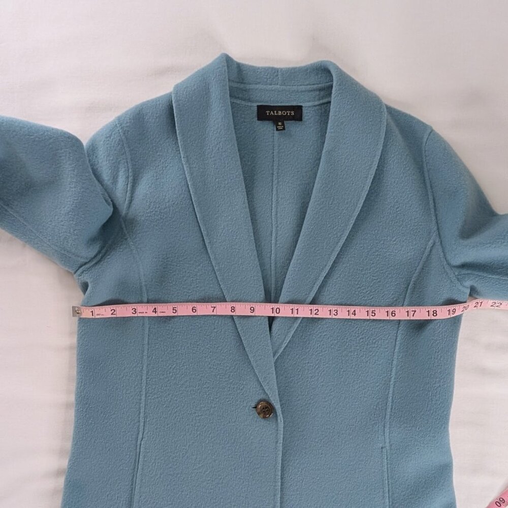 Talbots Double Face Blue Wool Front Button Shawl … - image 6